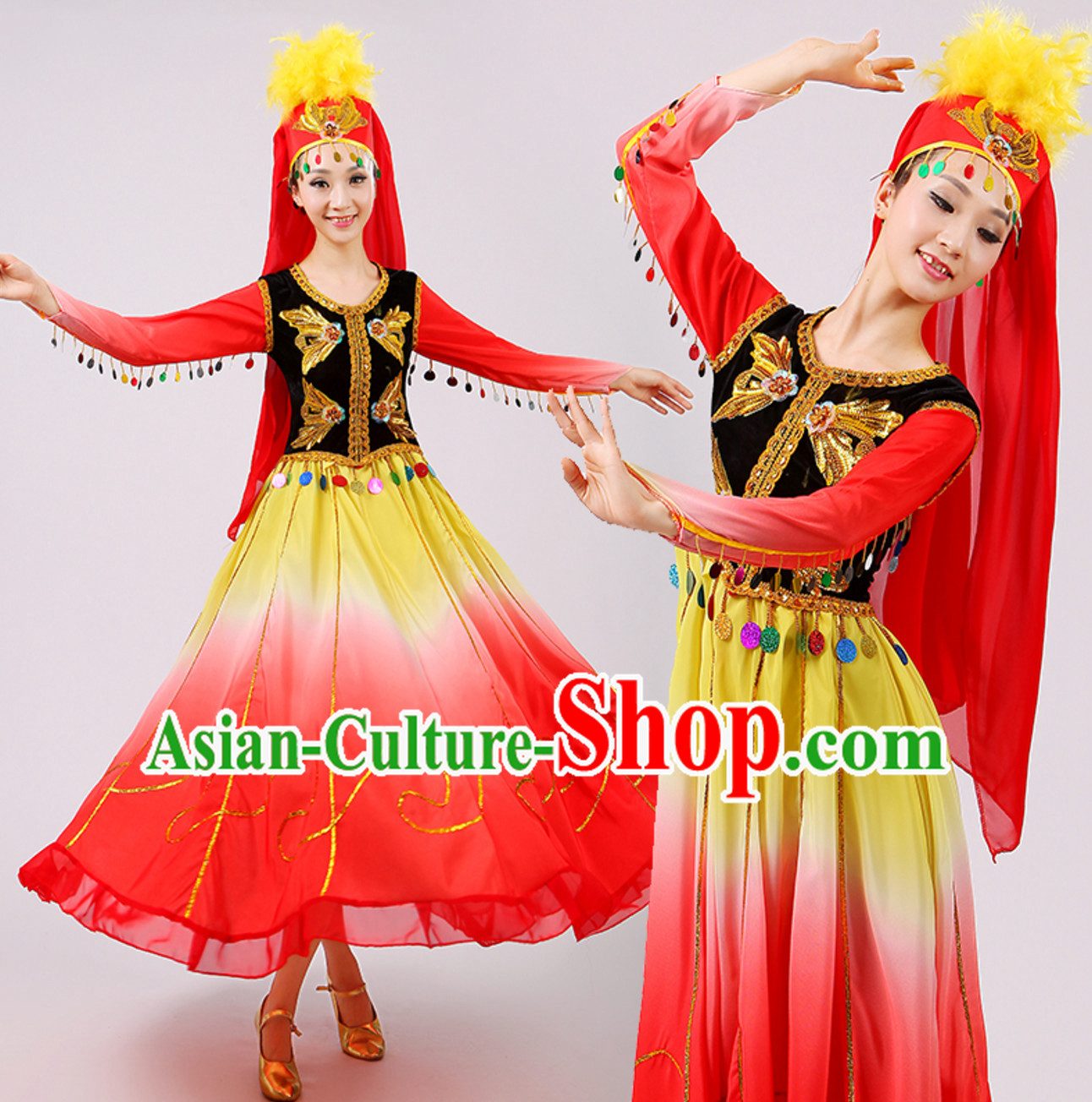 Traditional China Xinjiang Dance Costumes for Adults Chinese Minority Ethnic Dance Outfits