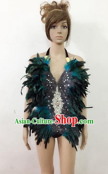 Top Grade Professional Performance Catwalks Feathers Swimsuit, Brazilian Rio Carnival Parade Samba Dance Clothing for Women