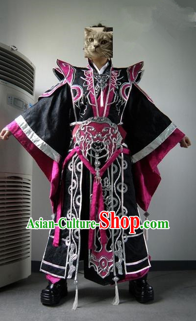 Top Grade Traditional China Ancient Cosplay Prince Swordsman Costumes, China Ancient Taoist Master Hanfu Clothing for Men