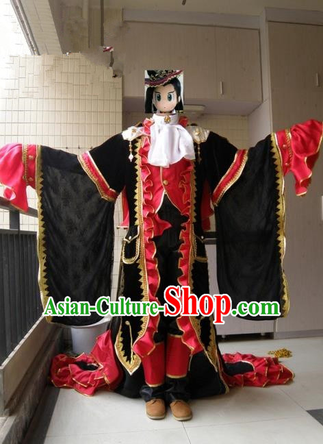 Top Grade Traditional China Ancient Cosplay Onmyoji Swordsman Costumes, China Ancient Taoist Master Hanfu Clothing for Men