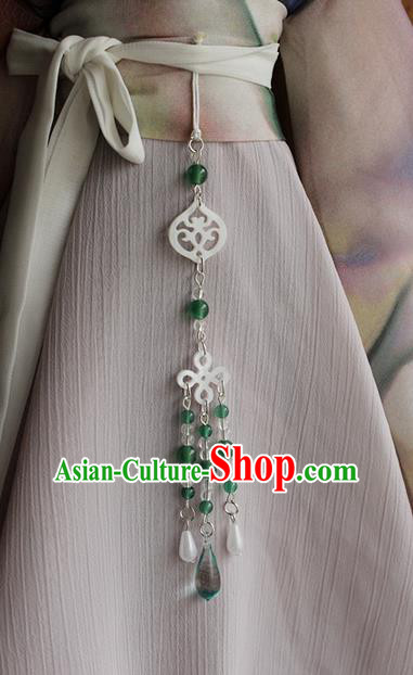 Top Grade Traditional China Ancient Palace Jade Accessories Pendant, China Ancient Swordsman Beads Tassel Waist Pendant