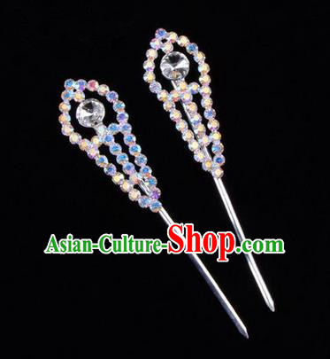 Chinese Ancient Peking Opera Head Accessories Young Lady Diva Colorful Crystal Headwear Hairpins, Traditional Chinese Beijing Opera Hua Tan Head-ornaments