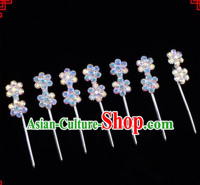Chinese Ancient Peking Opera Head Accessories Young Lady Diva Colorful Crystal Headwear Wintersweet Hairpins Complete Set, Traditional Chinese Beijing Opera Hua Tan Head-ornaments