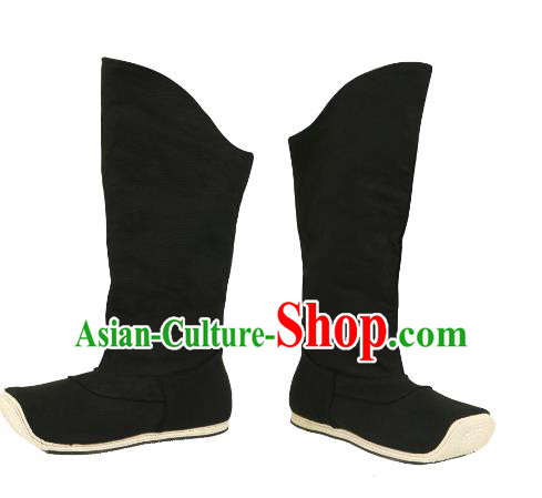 Chinese Ancient Peking Opera Officer Boots, Traditional Chinese Ancient Ming Dynasty Hanfu Cloth Shoes Boots for Men