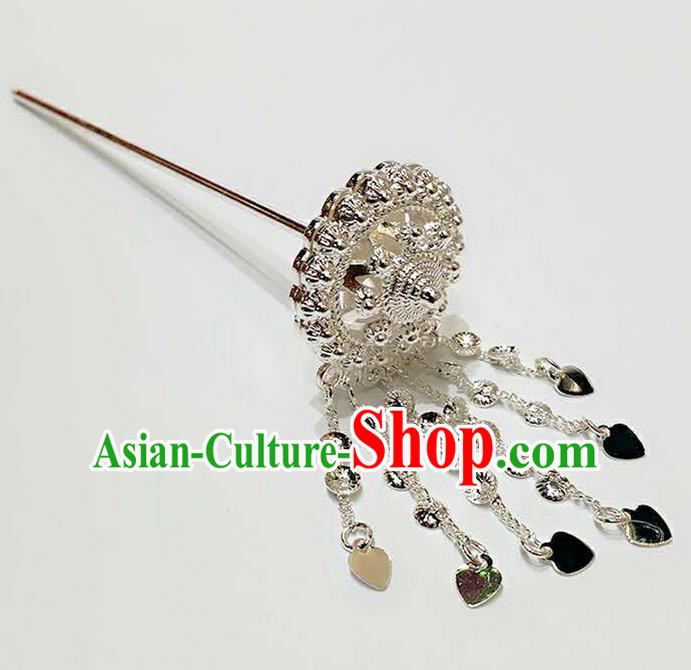 Traditional Thailand Ancient Handmade Hair Accessories Headpiece, Traditional Thai China Dai Nationality Tassel Hairpins Hair Sticks for Women