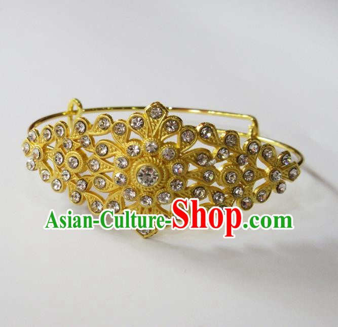 Traditional Thailand Ancient Handmade Jewelry Accessories Bracelet, Traditional Thai China Dai Nationality Crystal Bangle for Women