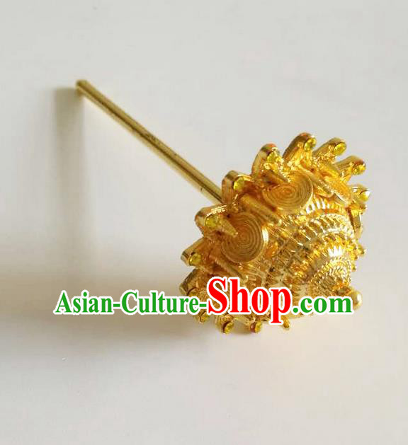 Traditional Thailand Ancient Handmade Hair Accessories, Traditional Thai China Dai Nationality Golden Hairpins Hair Stick for Women