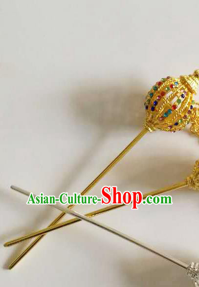 Traditional Thailand Ancient Handmade Hair Accessories, Traditional Thai China Dai Nationality Hairpins Colorful Crystal Hair Stick Headpiece for Women