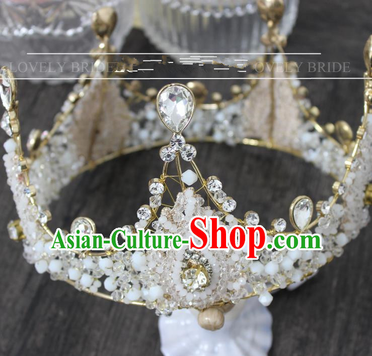 Top Grade Handmade Wedding Jewelry Queen Hair Accessories, Traditional Princess Crystal Royal Crown Wedding Headwear for Women