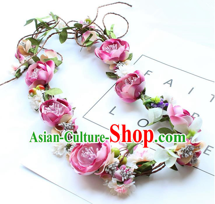 Top Grade Handmade Wedding Bride Hair Accessories, Traditional Princess Purple Flowers Hair Clasp Wedding Headwear for Women