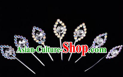 Chinese Ancient Peking Opera Head Accessories Young Lady Diva Colorful Crystal White Hairpins Complete Set, Traditional Chinese Beijing Opera Hua Tan Hair Clasp Head-ornaments