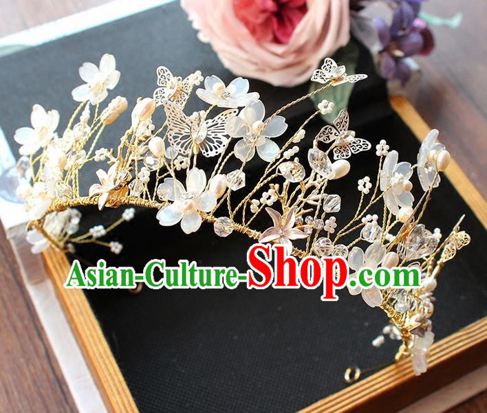 Top Grade Handmade Wedding Bride Hair Accessories Love of Butterfly Crown, Traditional Baroque Princess Crystal Royal Crown Wedding Headpiece for Women