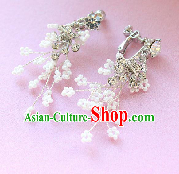 Top Grade Handmade Wedding Bride Accessories Earrings, Traditional Princess Wedding Long Tassel Pearl Eardrop for Women