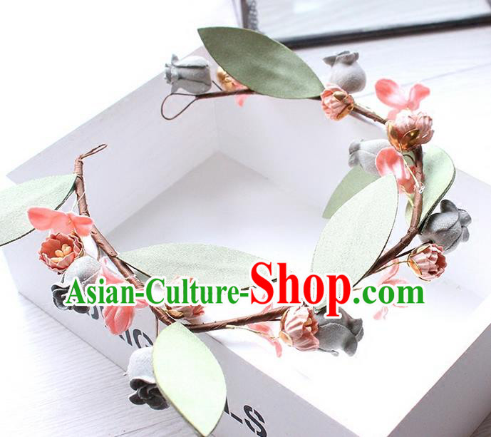 Top Grade Handmade Wedding Bride Hair Accessories Pink Flower Hair Clasp, Traditional Princess Baroque Hair Band for Women