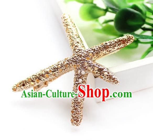 Top Grade Handmade Wedding Bride Hair Accessories Starfish Headwear, Traditional Princess Baroque Hair Claw Wedding Headpiece for Women