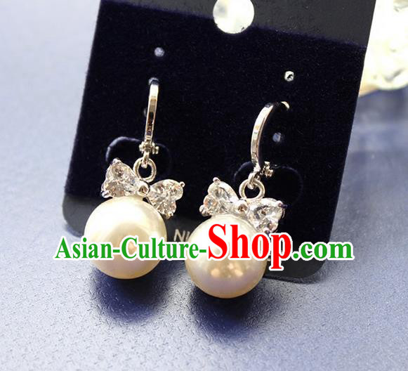 Top Grade Handmade Wedding Bride Accessories Pearl Earrings, Traditional Princess Baroque Ziron Wedding Eardrop for Women