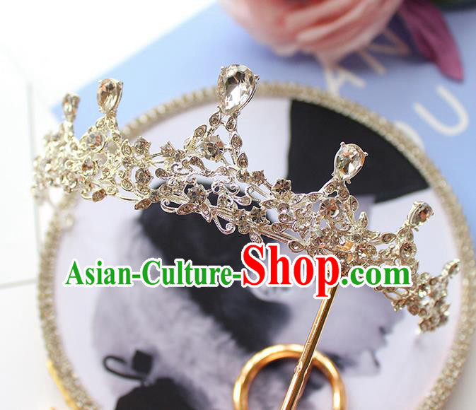 Top Grade Handmade Wedding Bride Hair Accessories Crystal Headwear, Traditional Baroque Queen Royal Crown Wedding Headpiece for Women