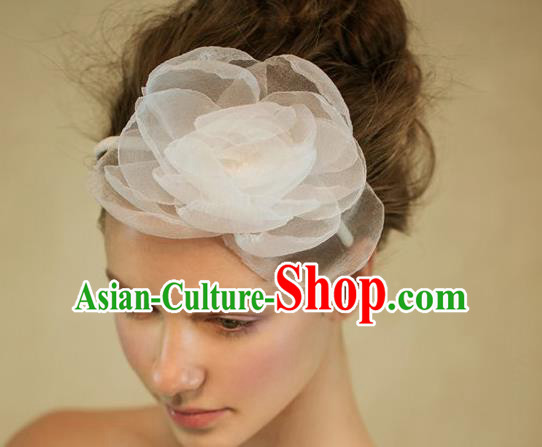 Top Grade Handmade Wedding Bride Hair Accessories Headwear, Traditional Princess Baroque Silk Flower Hair Clasp Headpiece for Women