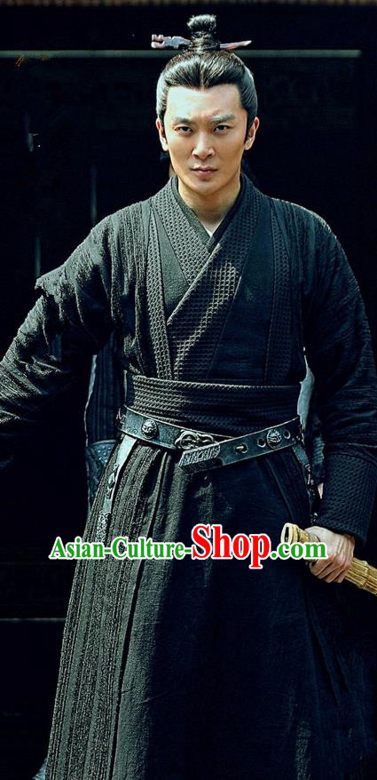 Traditional Ancient Chinese Three Kingdoms Period Swordsman Costume, The Advisors Alliance Assassin Clothing and Headpiece Complete Set