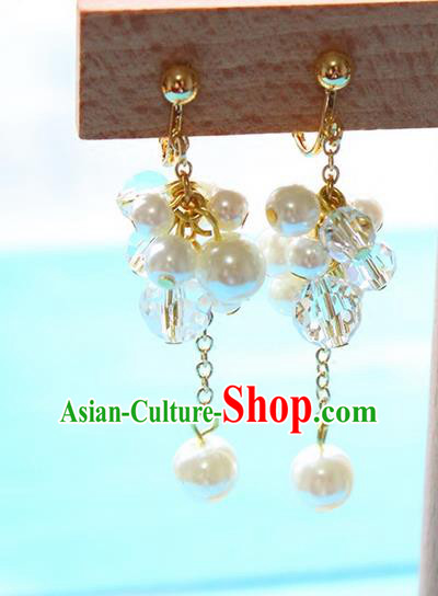 Top Grade Handmade China Wedding Bride Accessories Pearl Tassel Earrings, Traditional Princess Wedding Eardrop for Women