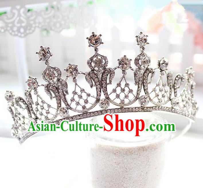 Top Grade Handmade Wedding Bride Hair Accessories Luxury Queen Crown, Traditional Baroque Princess Crystal Royal Crown Wedding Headwear for Women