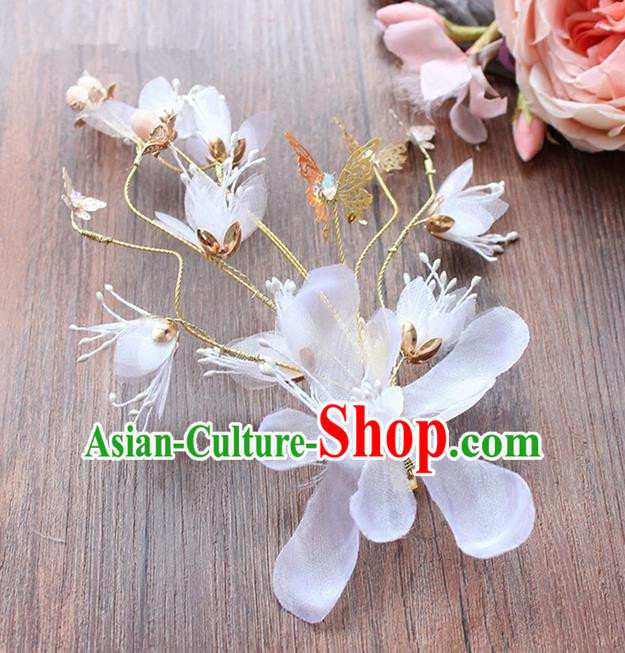 Top Grade Handmade Wedding Bride Hair Accessories Headwear Silk Flower Hair Stick, Traditional Princess Baroque Headpiece for Women