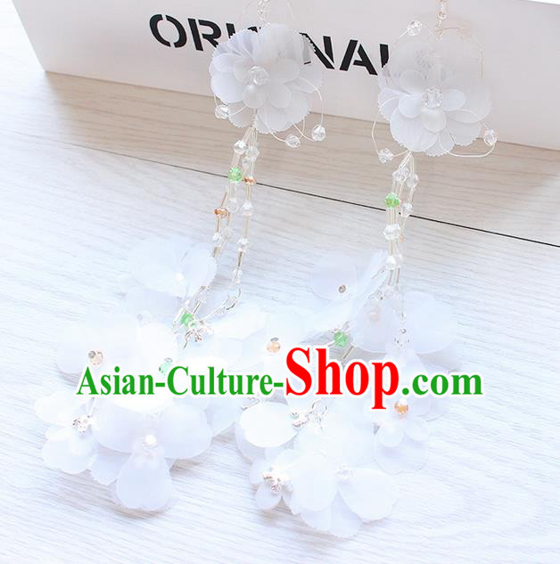 Top Grade Handmade China Wedding Bride Accessories Flowers Earrings, Traditional Princess Wedding Tassel Earbob Jewelry for Women