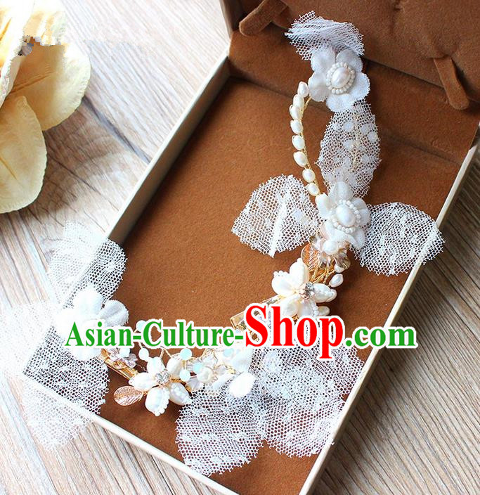 Top Grade Handmade Wedding Bride Hair Accessories Pearl Headwear, Traditional Princess Baroque Hair Stick Headpiece Hair Clasp for Women