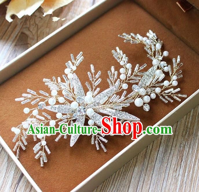 Top Grade Handmade Wedding Bride Hair Accessories Crystal Headwear, Traditional Princess Baroque Hair Stick Headpiece Hair Clips for Women