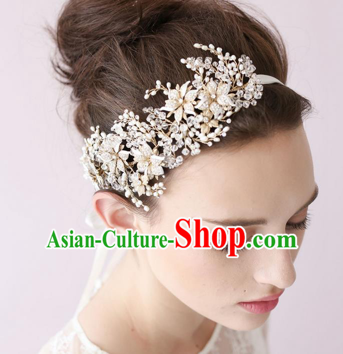 Top Grade Handmade Wedding Bride Hair Accessories Crystal Headband, Traditional Princess Baroque Hair Stick Headpiece Hair Clasp for Women