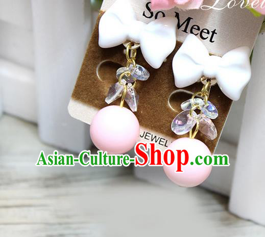 Top Grade Handmade China Wedding Bride Accessories Pink Bead Earrings, Traditional Princess Wedding Earbob Jewelry for Women