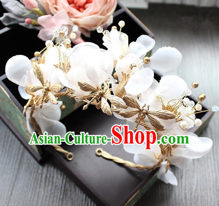 Top Grade Handmade Wedding Bride Hair Accessories Silk Flowers Hair Clasp, Traditional Princess Baroque Hair Stick Headpiece for Women