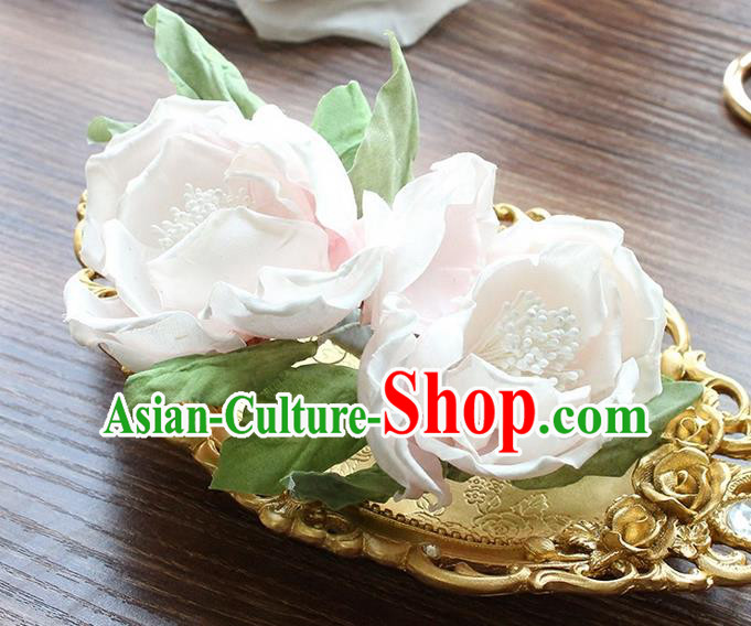 Top Grade Handmade Wedding Bride Hair Accessories Flowers Hair Claw, Traditional Princess Baroque Flowers Hairpins Headpiece for Women