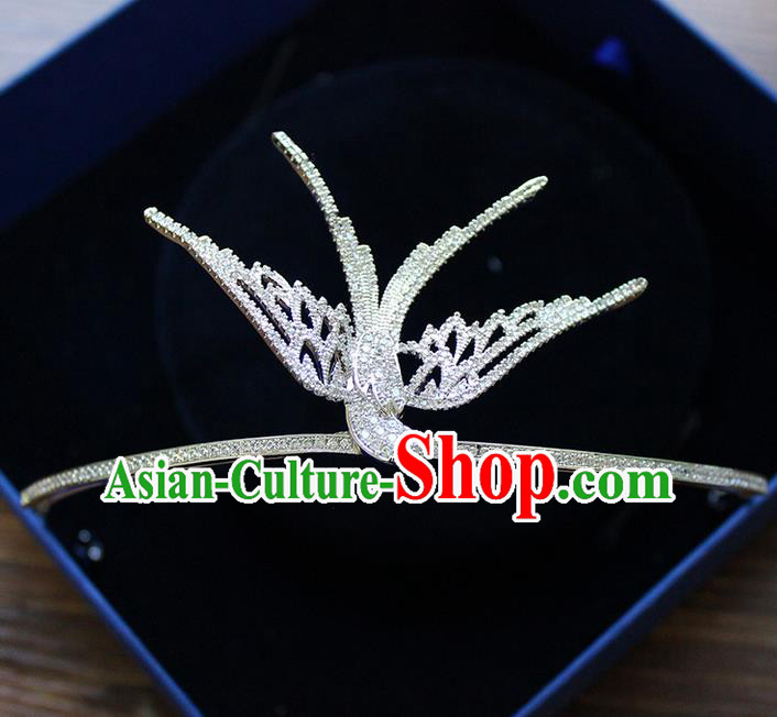 Top Grade Handmade Wedding Hair Accessories Bride Luxury Zircon Pigeon Crown, Traditional Baroque Crystal Queen Royal Crown Wedding Headwear for Women