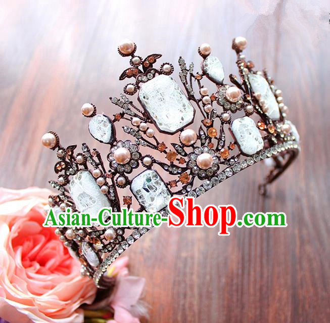 Top Grade Handmade Wedding Hair Accessories Bride Luxury Queen Crown, Traditional Baroque Crystal Royal Crown Wedding Headwear for Women