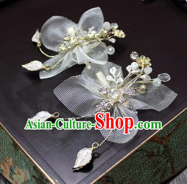 Top Grade Handmade Wedding Bride Hair Accessories White Flower Hair Stick, Traditional Princess Baroque Hair Claw Headpiece for Women