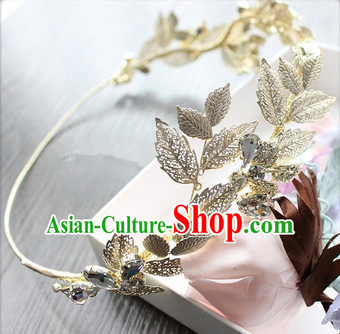 Top Grade Handmade Wedding Bride Hair Accessories Olive Branch Hair Clasp, Traditional Princess Baroque Headband Headpiece for Women