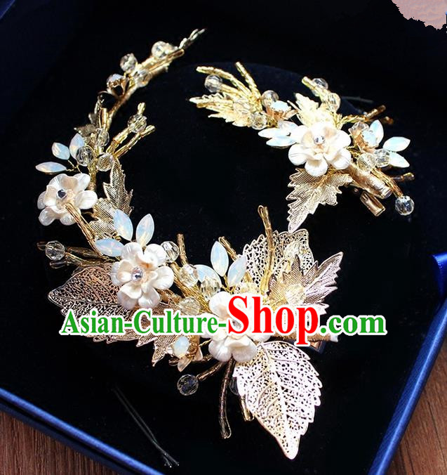 Top Grade Handmade Wedding Bride Hair Accessories Pearl Flowers Hair Stick, Traditional Princess Baroque Hair Clasp Headpiece for Women