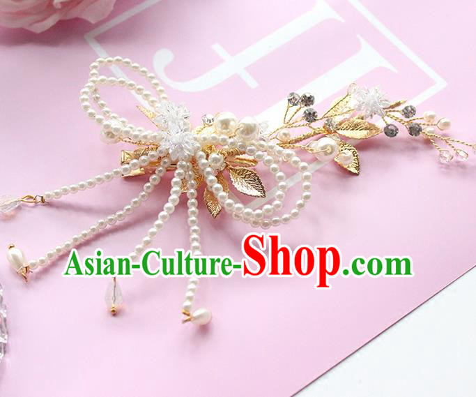Top Grade Handmade Wedding Bride Hair Accessories Beads Hair Claw, Traditional Princess Baroque Pearl Hair Sticks Headpiece for Women