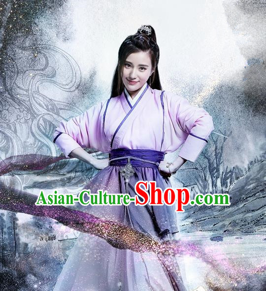 Traditional Ancient Chinese Swordswoman Costume and Handmade Headpiece Complete Set, Elegant Hanfu Clothing Chinese Jianghu Lady Dress Clothing for Women