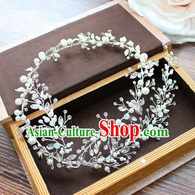 Top Grade Handmade Wedding Bride Hair Accessories Beads Hair Clasp, Traditional Princess Baroque Crystal Headband Headpiece for Women