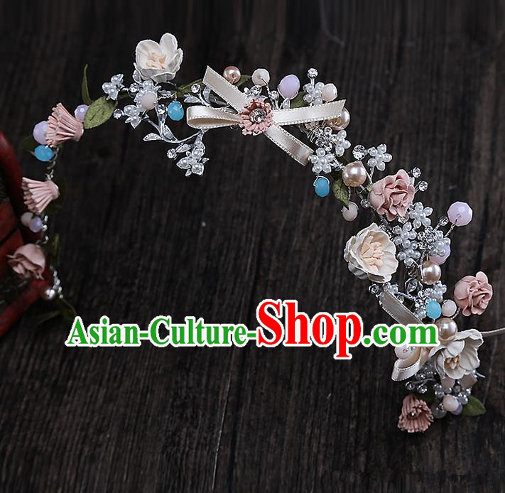 Top Grade Handmade Wedding Bride Hair Accessories Flowers Hair Clasp, Traditional Baroque Princess Hair Clip Headband Headpiece for Women