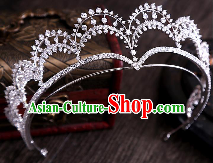 Top Grade Handmade Wedding Hair Accessories Bride Princess Zircon Crown, Traditional Baroque Queen Retro Crystal Royal Crown Wedding Headwear for Women