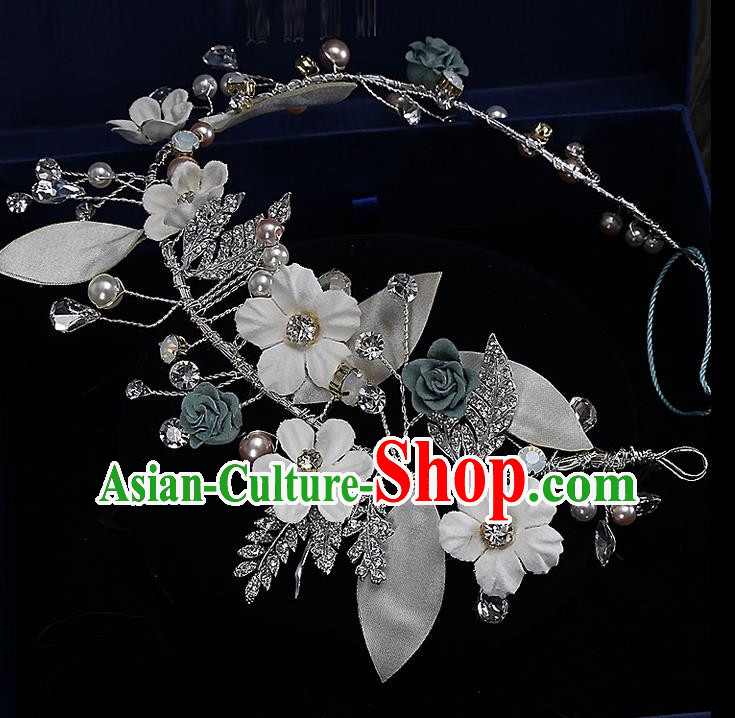 Top Grade Handmade Wedding Bride Hair Accessories Princess Flowers Hair Clasp, Traditional Baroque Hair Clip Headband Headpiece for Women