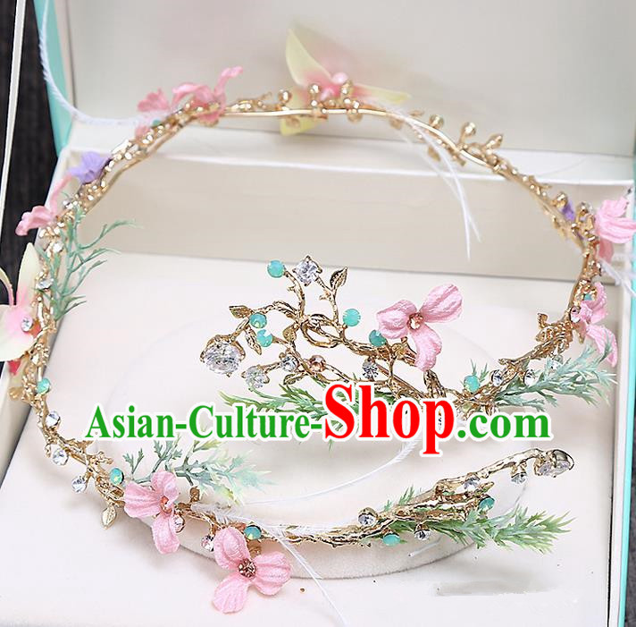 Top Grade Handmade Wedding Bride Hair Accessories Princess Flowers Hair Clasp Headband, Traditional Baroque Hair Claw Headband Headpiece for Women