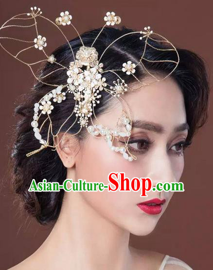 Top Grade Handmade Wedding Bride Hair Accessories Pearl Butterfly Hair Claw, Traditional Princess Baroque Hair Stick Headpiece for Women