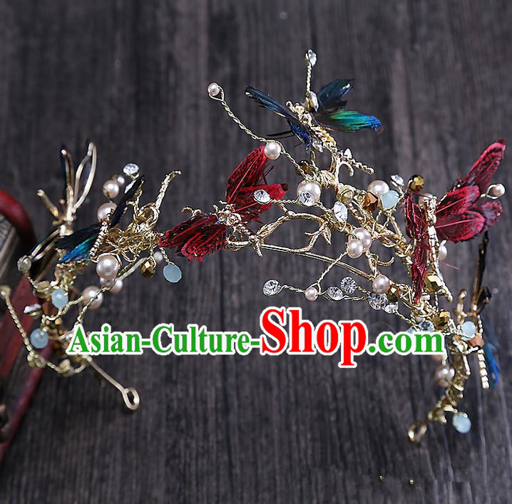 Top Grade Handmade Wedding Bride Hair Accessories Princess Flowers Hair Crown, Traditional Baroque Hair Clasp Headband Headpiece for Women