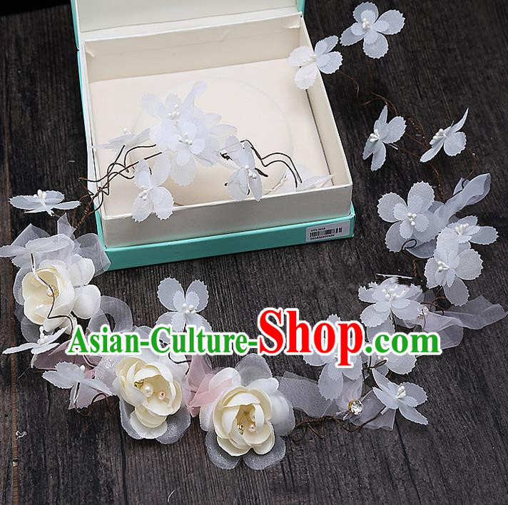 Top Grade Handmade Wedding Bride Hair Accessories Flowers Hair Clasp, Traditional Baroque Princess Headband Hair Stick Headpiece for Women