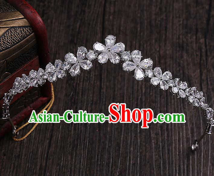 Top Grade Handmade Wedding Hair Accessories Bride Zircon Crown, Traditional Baroque Princess Crystal Royal Crown Wedding Headwear for Women