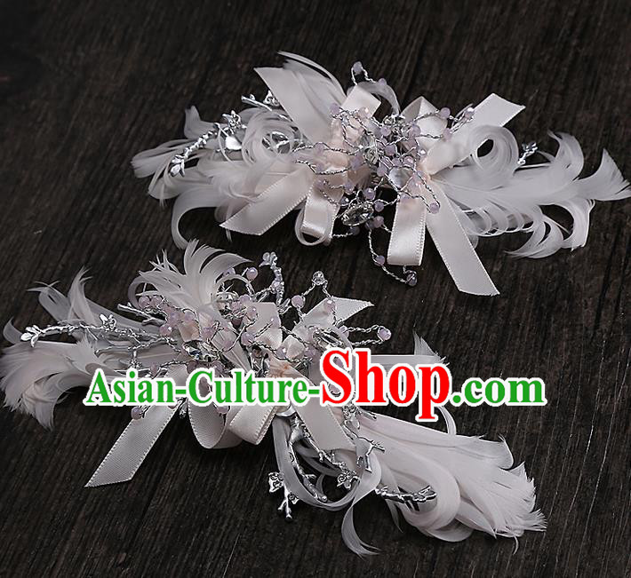 Top Grade Handmade Wedding Bride Hair Accessories Crystal Hair Claw, Traditional Baroque Princess Hair Stick Headpiece for Women